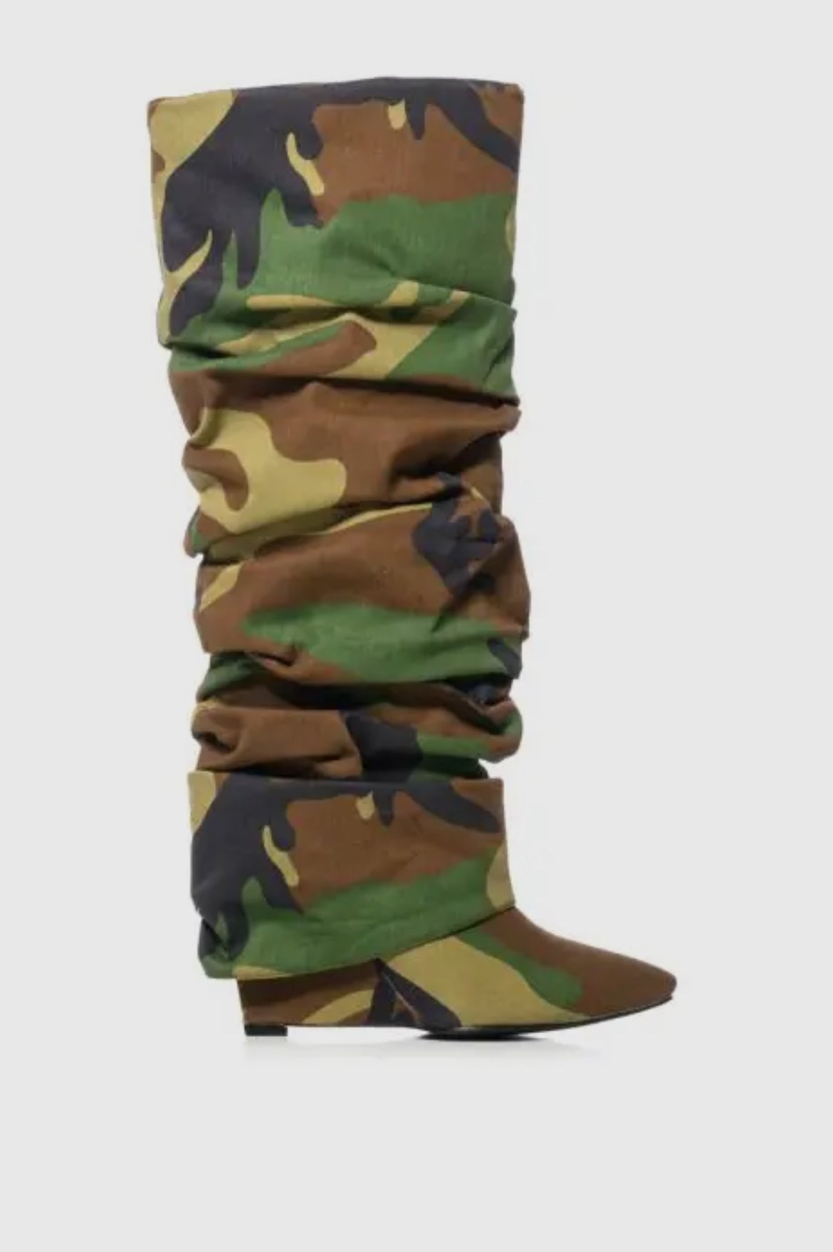 Stacked Camo Wedge Boot