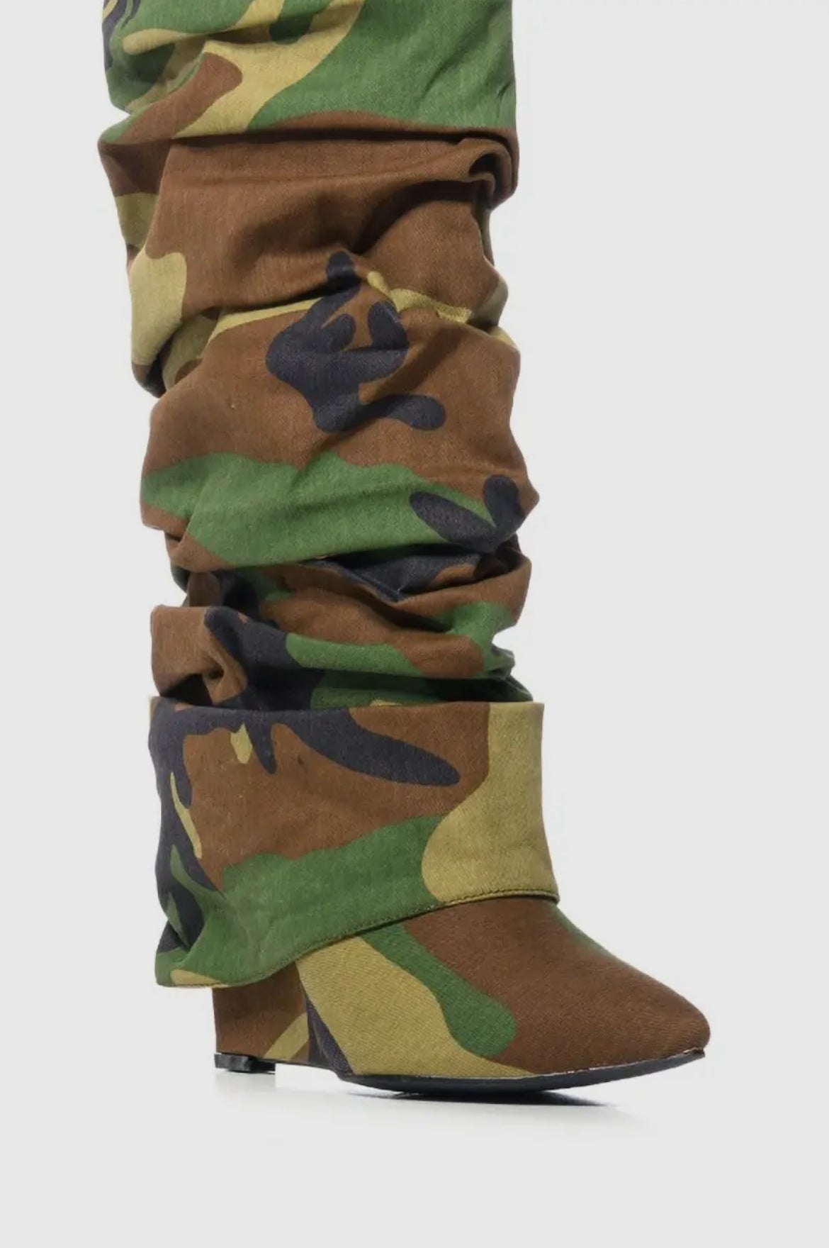 Stacked Camo Wedge Boot